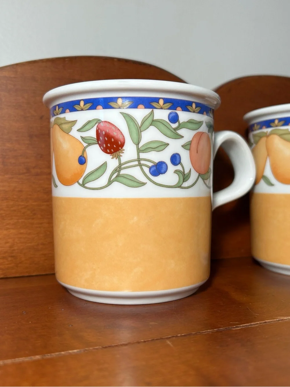 Fruit Pattern Ceramic Mugs in Yellow and White - Home Dining